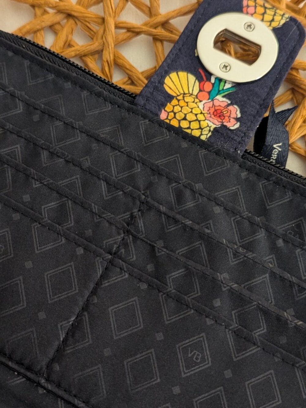 Vera Bradley Cotton Toucan Party Turnlock RFID Wallet with Zipper Section - Picture 10 of 10